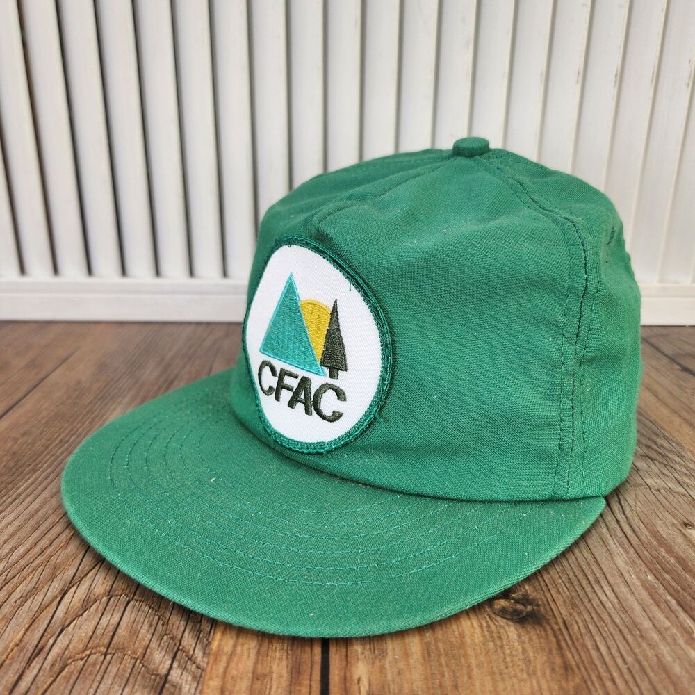 VTG Columbia Falls Aluminum Company CFAC Snapback Hat Green 80s Patch Cap USA